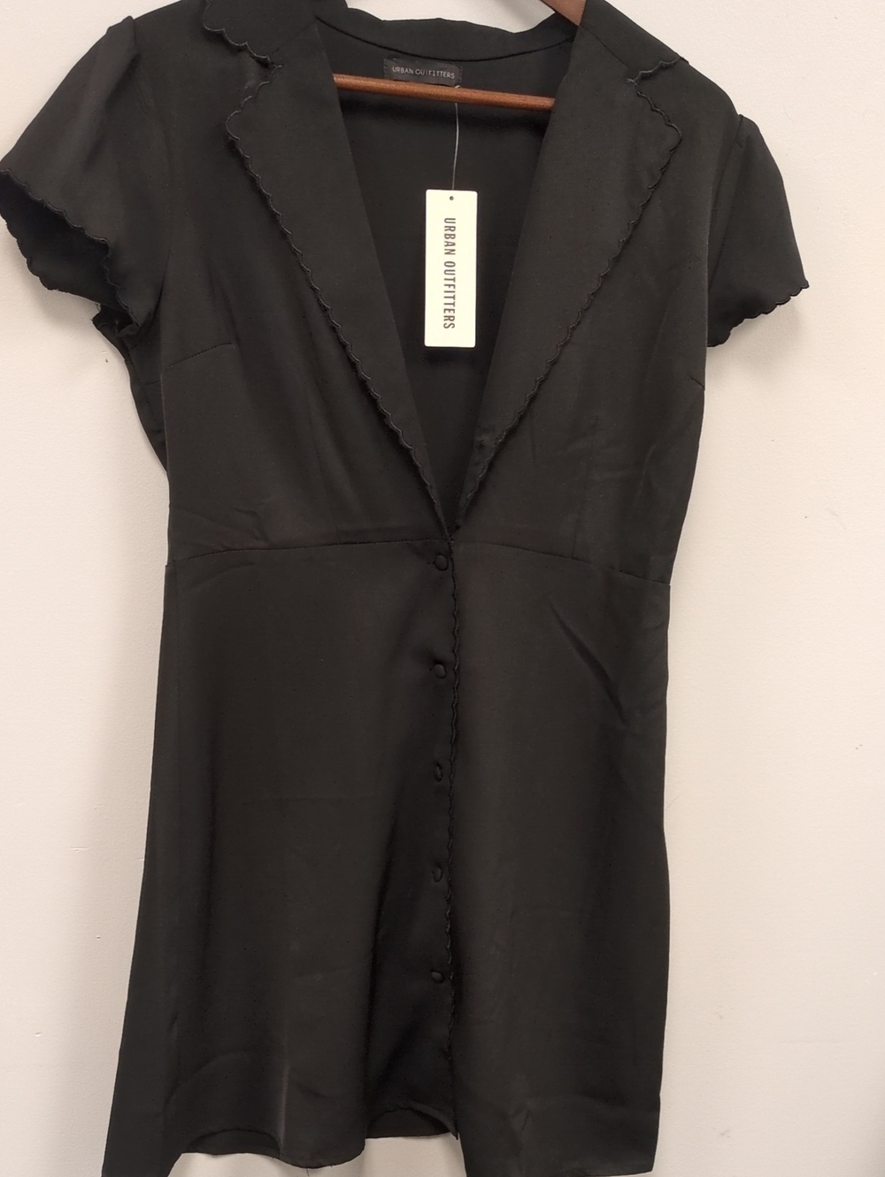 Urban Outfitters Black Short Sleeve Button-Down Dress Large